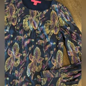 Lilly Pulitzer Women Silk and Metallic‎ Blouse- XS